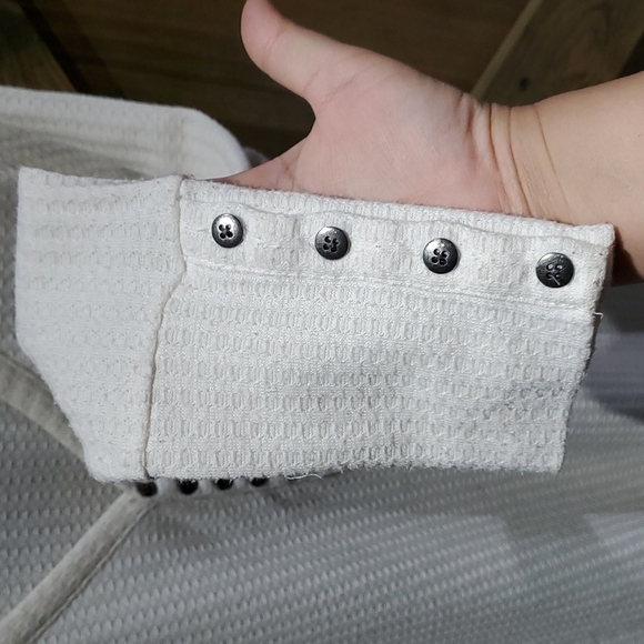 CHASER CREAM WAFFLE KNIT THERMAL TOP SIZE LARGE - Picture 4 of 7